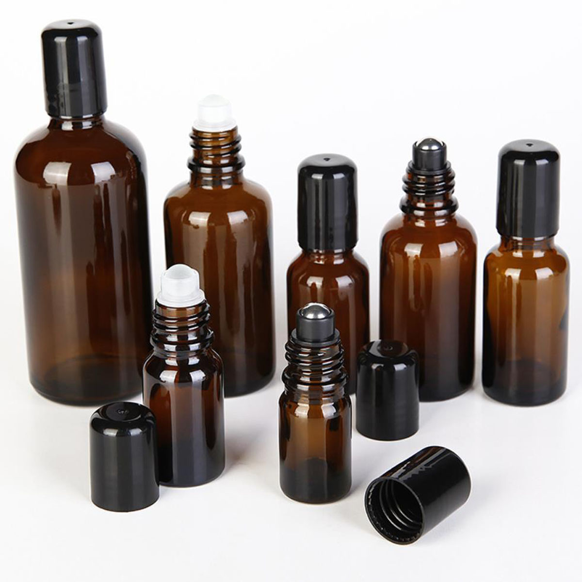 Attar Oil Roll On - Rouleau de verre épais ambre 5/10/15/30/50/100ml