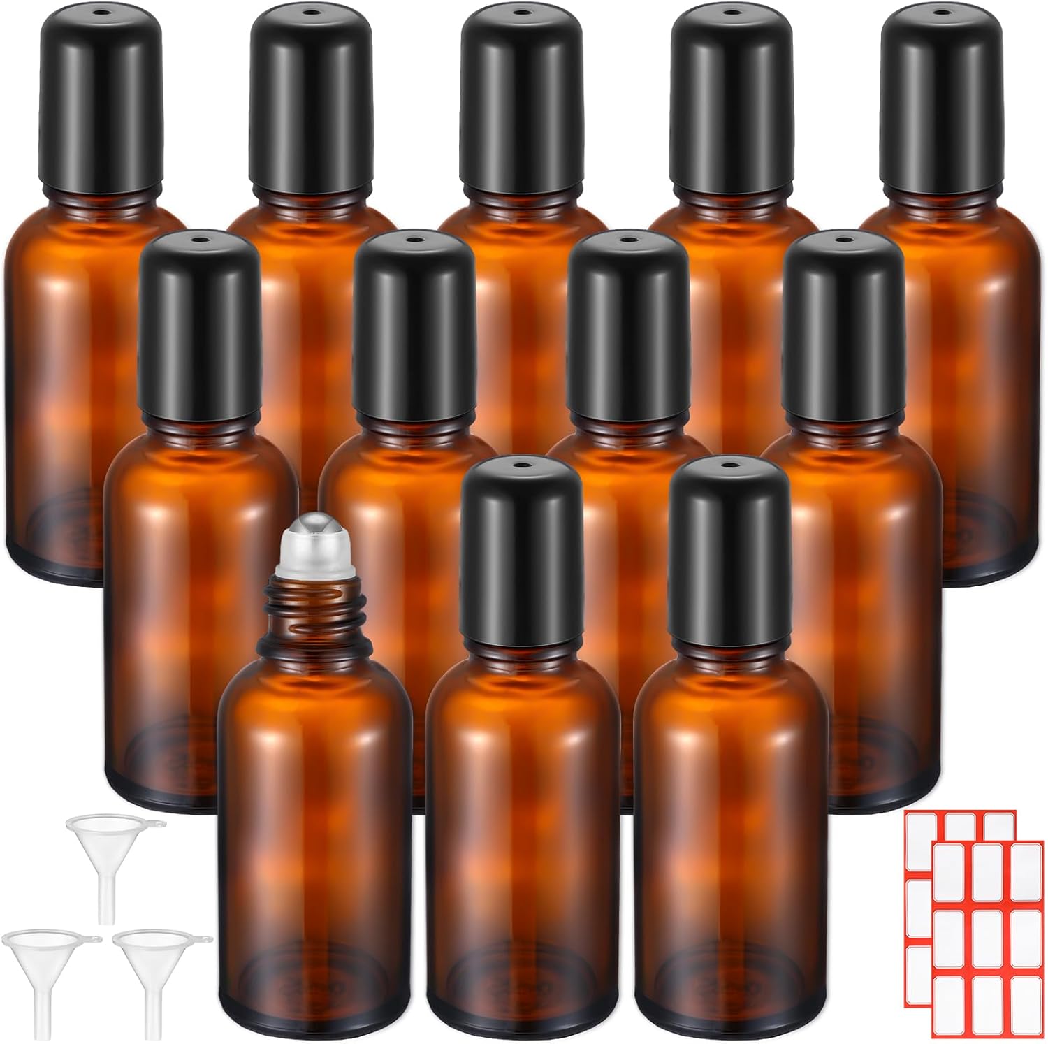 Attar Oil Roll On - Bouteille à Roulettes Ambre en Verre,