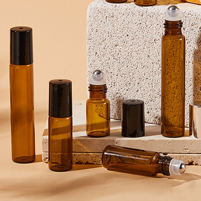 Attar Oil Roll On - Bouteilles à bille en verre ambré,